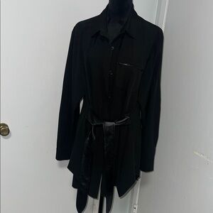 Calvin Klein Long Sleeve Button-Up Shirt with Belt
